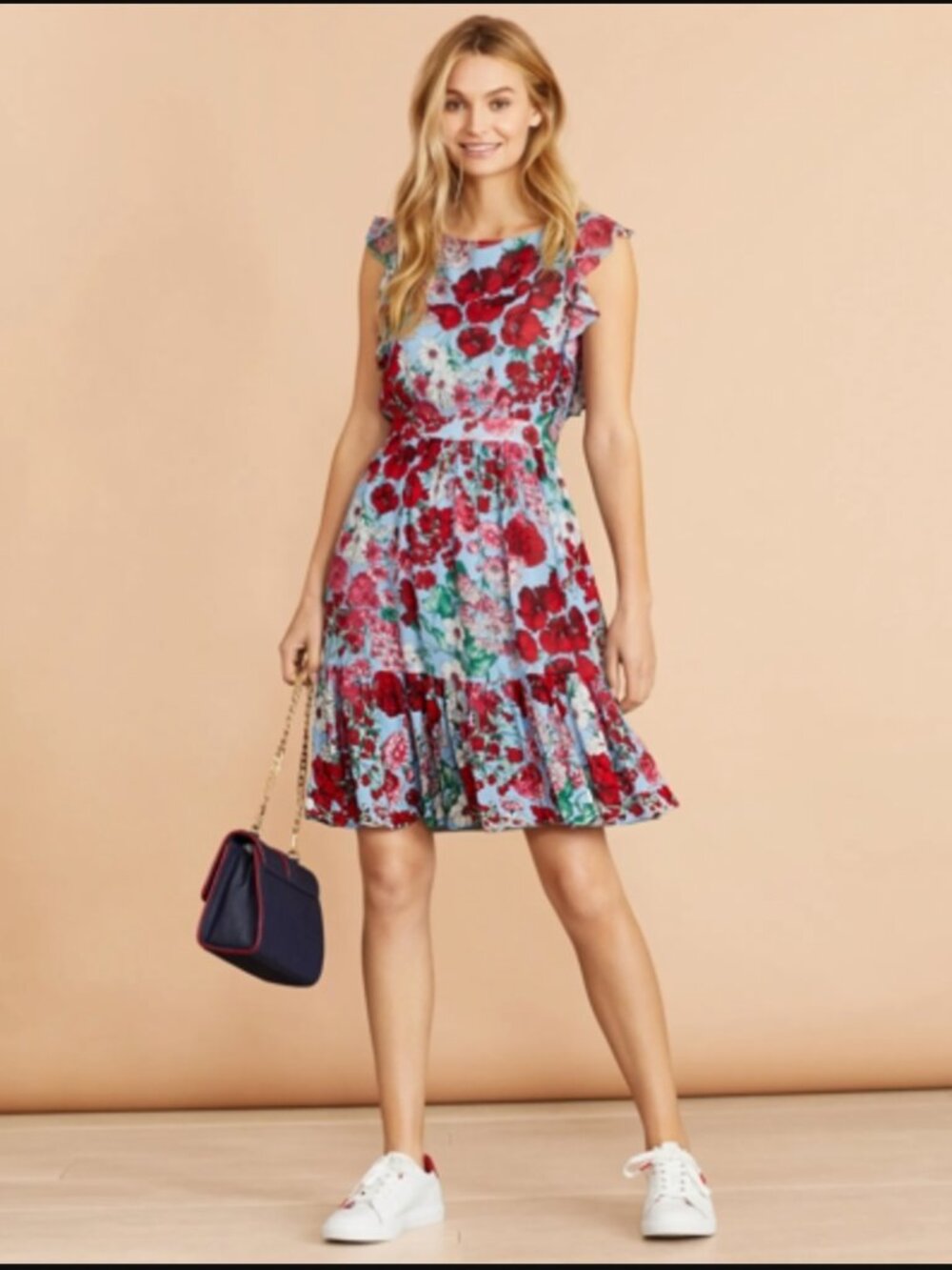 Brooks Brothers Red Fleece Floral-Print Flounced Dress